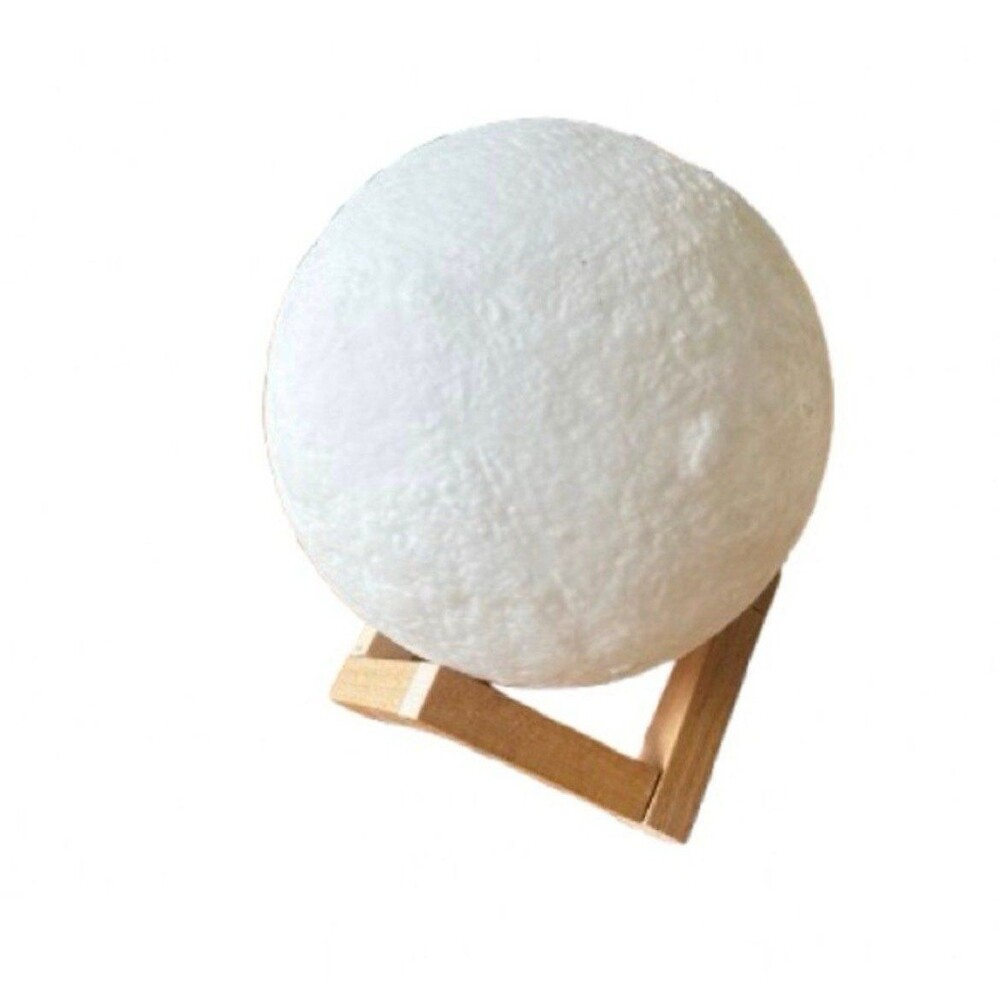 White Moon Lamp with Wooden Stand